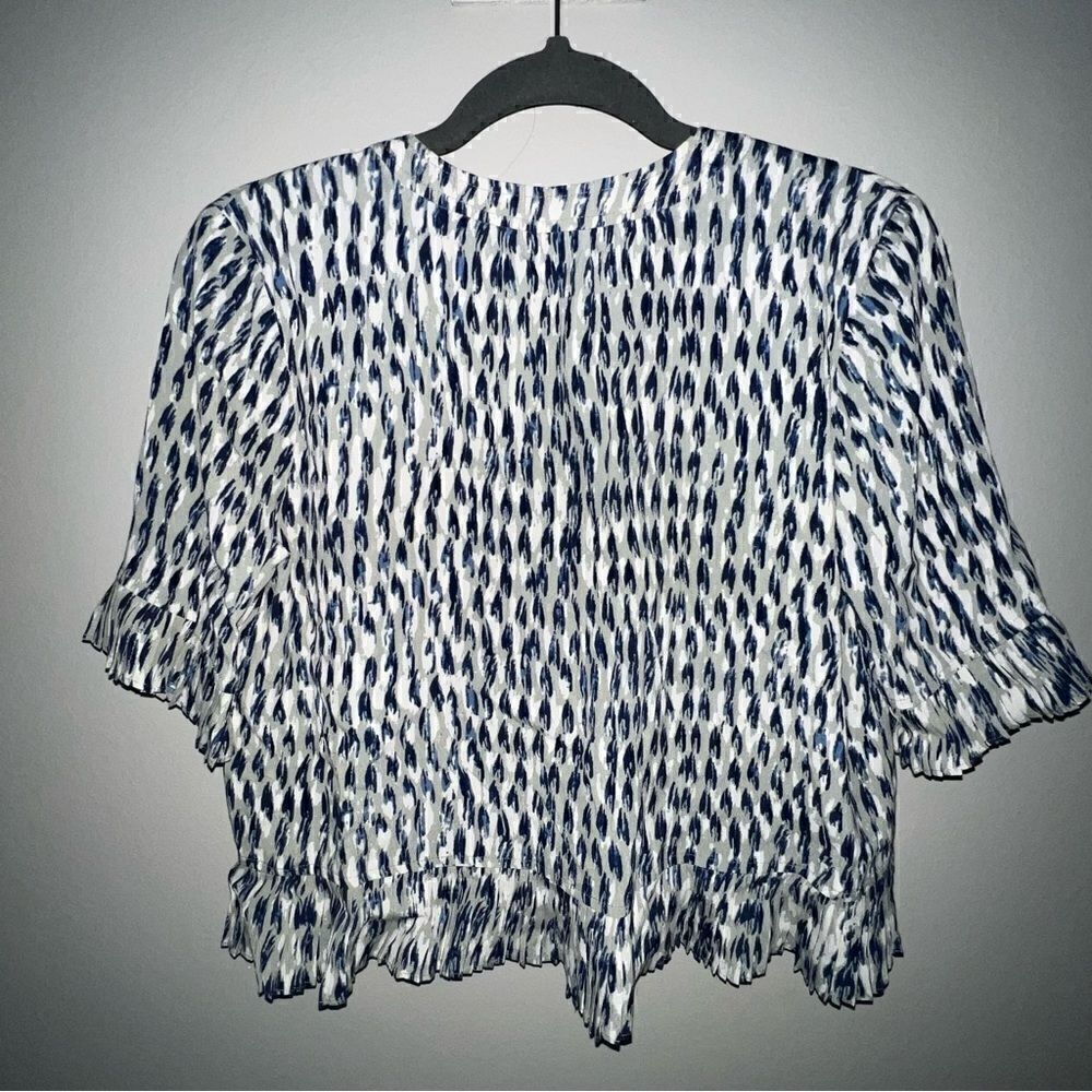 Madewell Sunpleat Lace-Up Top w/Painted Feathers - Sz S - Picture 7 of 16